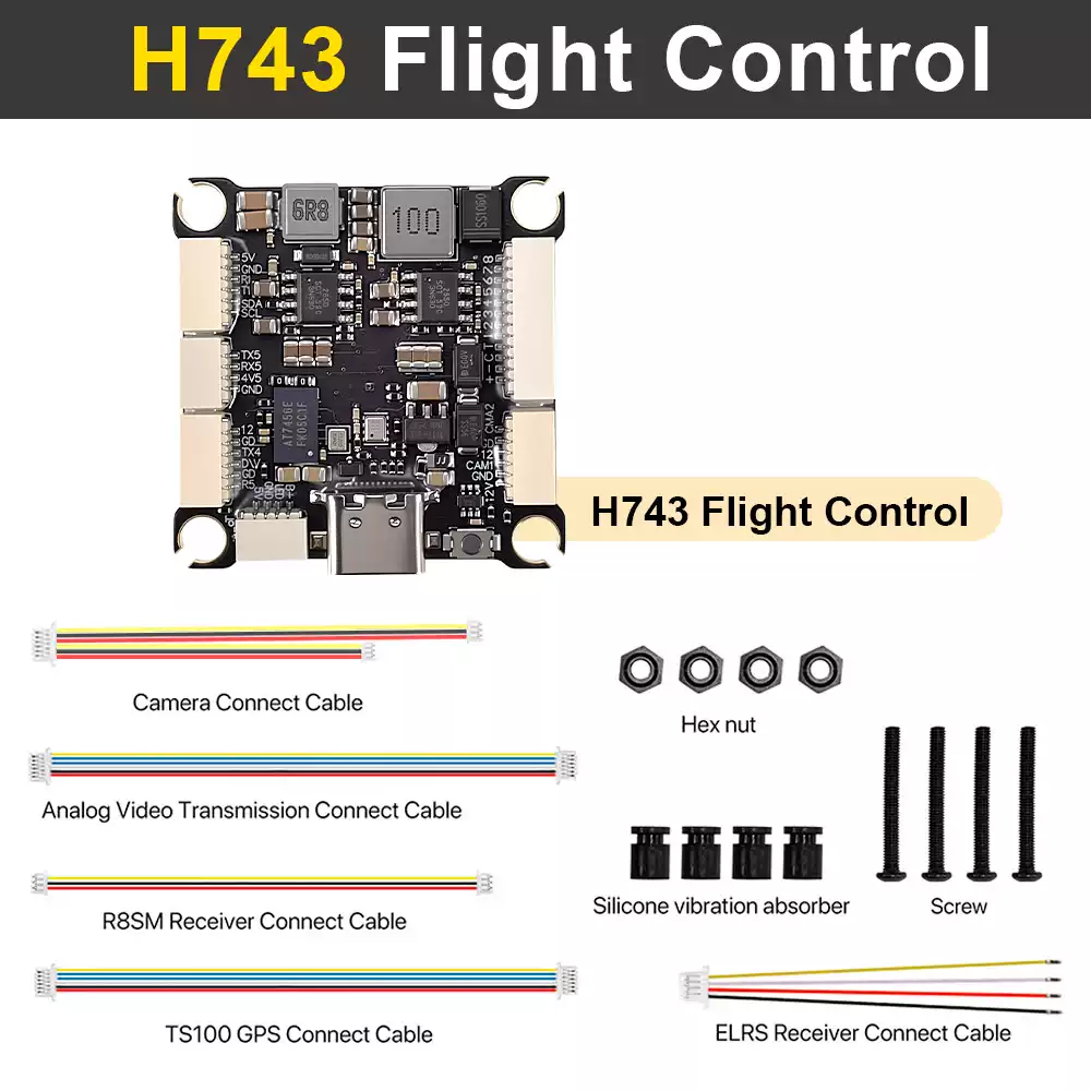 9imod H743 FPV Drone Stack, H743 Flight Controller + 70A/80A 4-in-1 ESC for FPV Freestyle & Racing Quadcopter