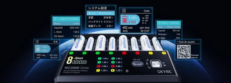 SKYRC NC3000 Octa Battery Charger, 8-Slot Simultaneous Charging for AA/AAA Cells