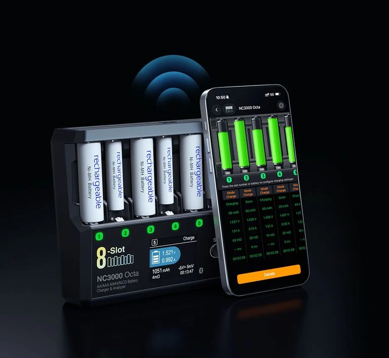 SKYRC NC3000 Octa Battery Charger, 8-Slot Simultaneous Charging for AA/AAA Cells