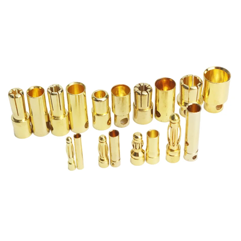 Gold-Plated RC Banana Bullet Plugs (2mm to 8mm Range)
