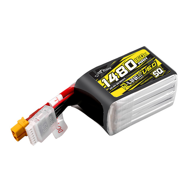 Tattu R-Line Version 6.0 1480mAh 160C 6S 22.2V SQ Lipo Battery Pack with XT60 Plug