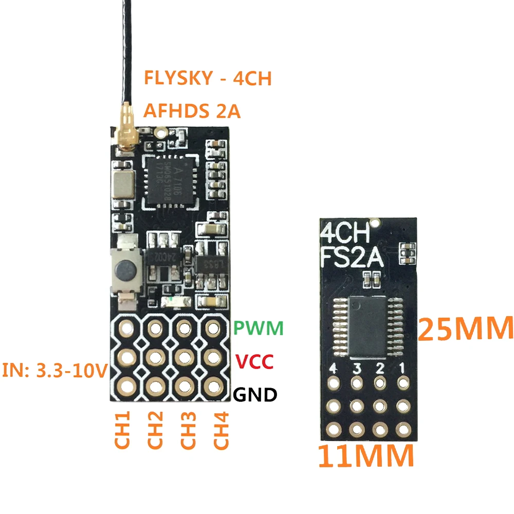 FS2A 4CH AFHDS 2A Receiver (PWM Output) for Flysky i6/i6X