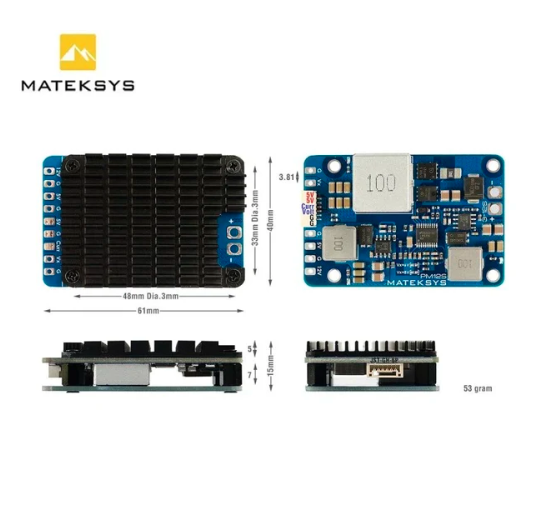 Matek PM12S-3 Power Module - 3-12S LiPo Input W/5V 9V Dual BEC & Heatsink