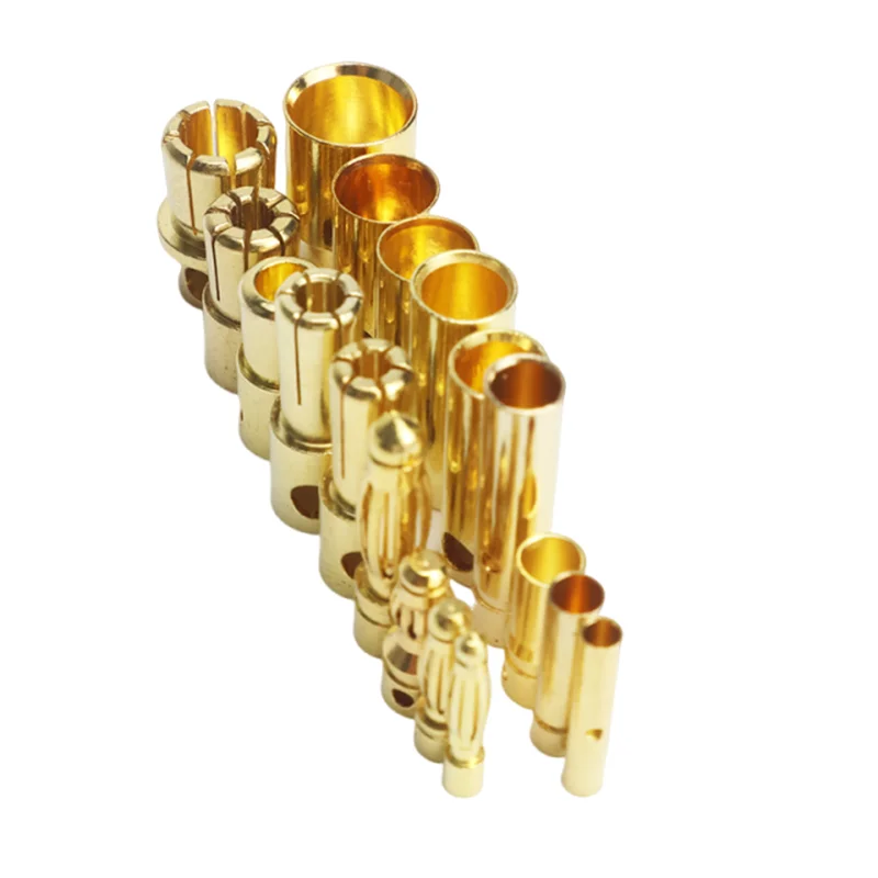Gold-Plated RC Banana Bullet Plugs (2mm to 8mm Range)