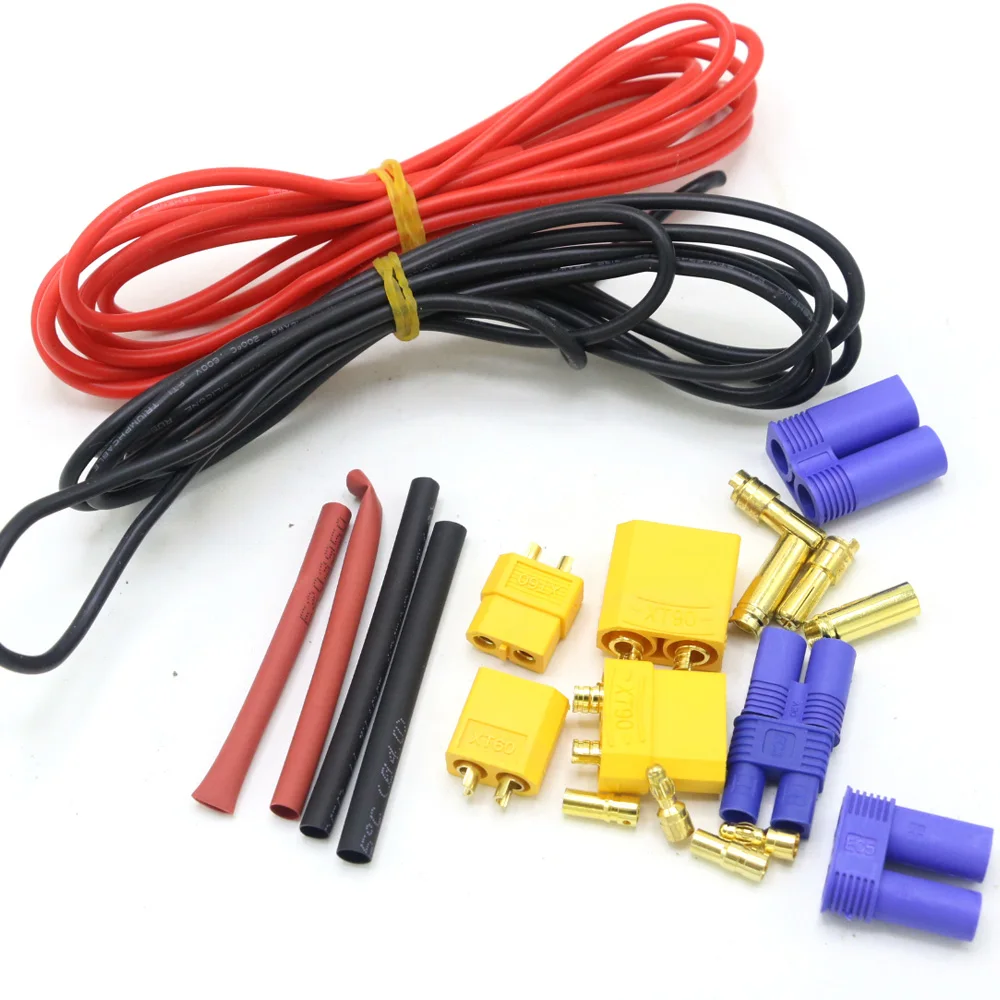 RC Power Connector Pigtails (16AWG, Male/Female)