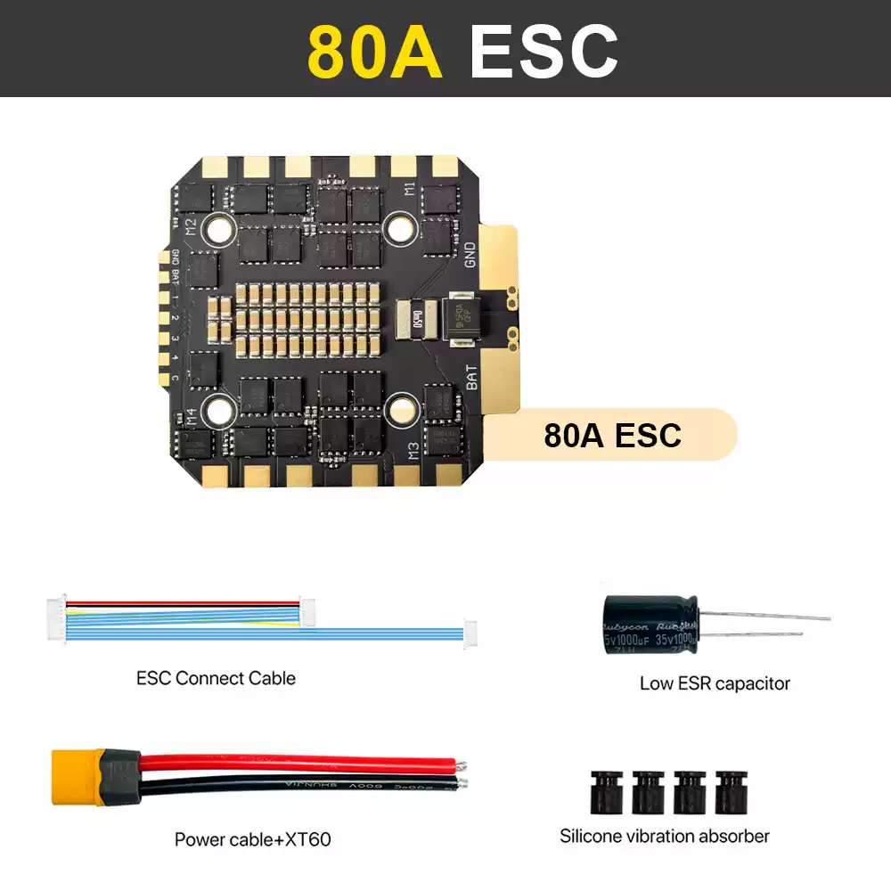 9imod H743 FPV Drone Stack, H743 Flight Controller + 70A/80A 4-in-1 ESC for FPV Freestyle & Racing Quadcopter