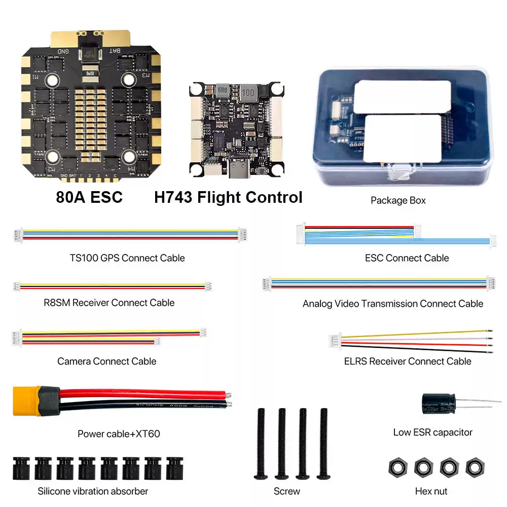 9imod H743 FPV Drone Stack, H743 Flight Controller + 70A/80A 4-in-1 ESC for FPV Freestyle & Racing Quadcopter