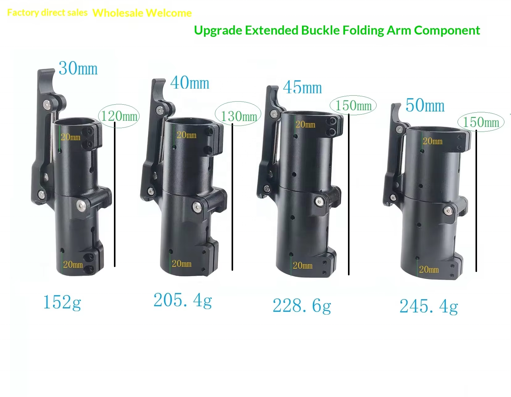 Aluminum Alloy Folded Release Parts 30mm 40mm 45mm 50mm Anti Virtual Folding Arm Carbon Tube Fixed Seat for RC Agriculture UAV