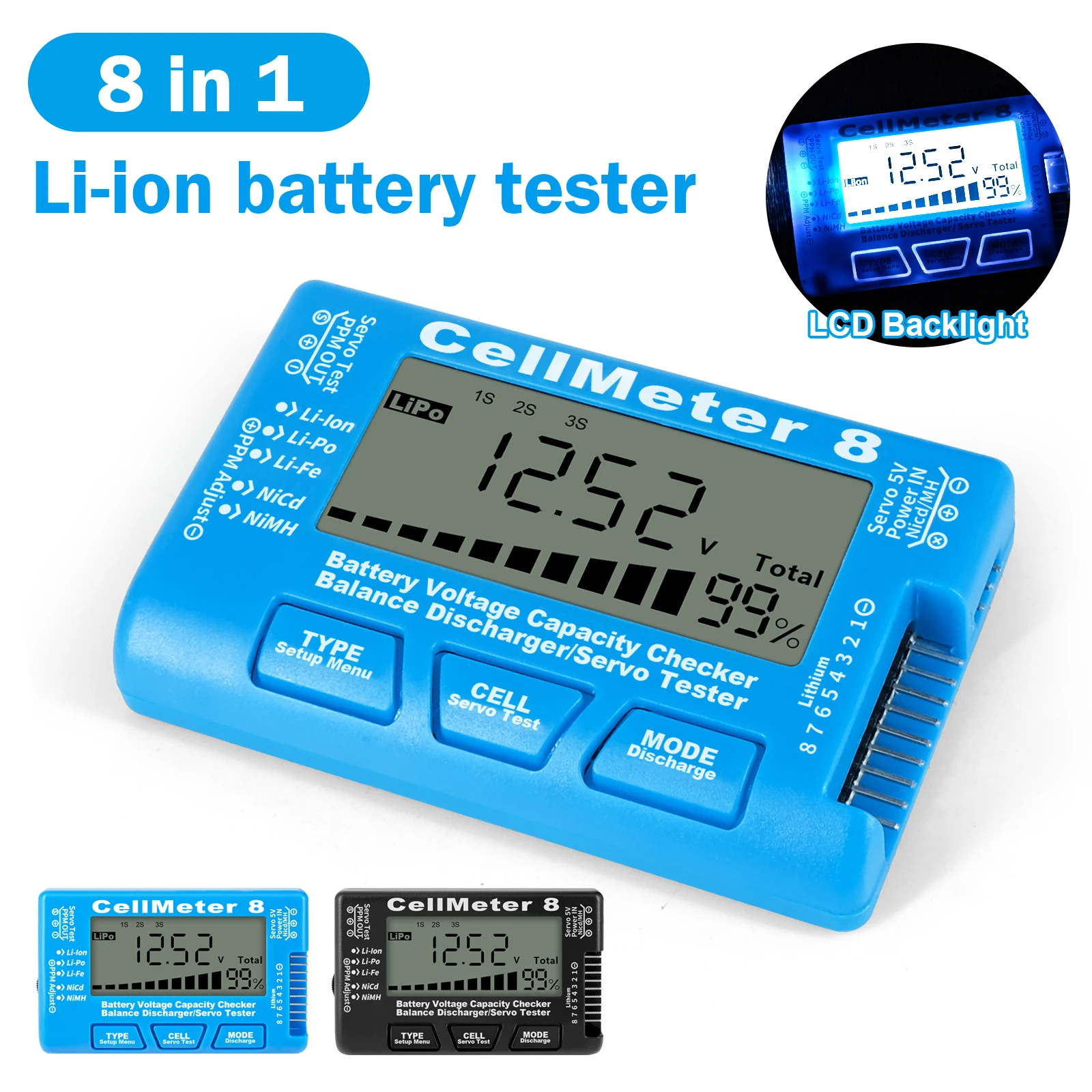 High Precision Digital Battery Capacity Checker & Voltage Tester