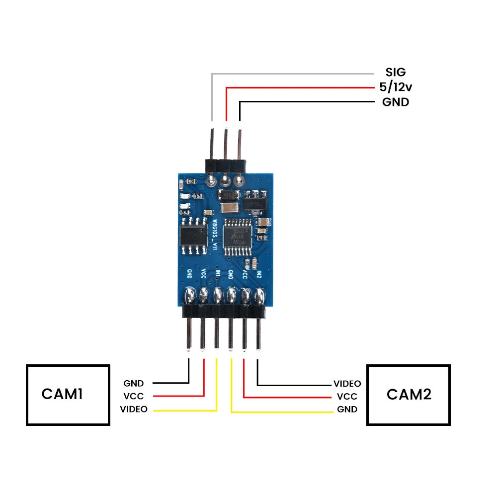 3-Channel FPV Video Switcher Module (PWM Control) for Multi-Camera