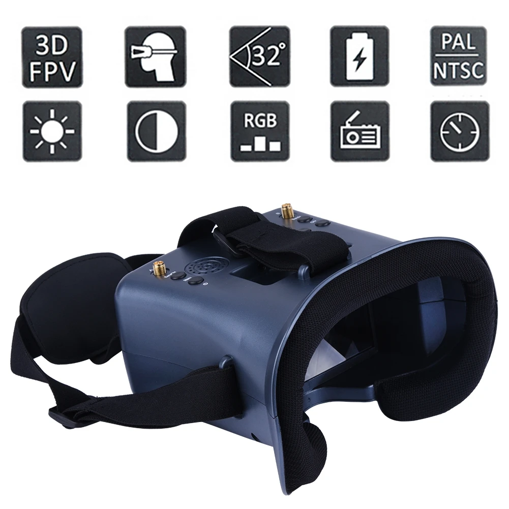 008D 5.8G 40CH Diversity FPV Goggles w/ DVR (4.3" Screen)