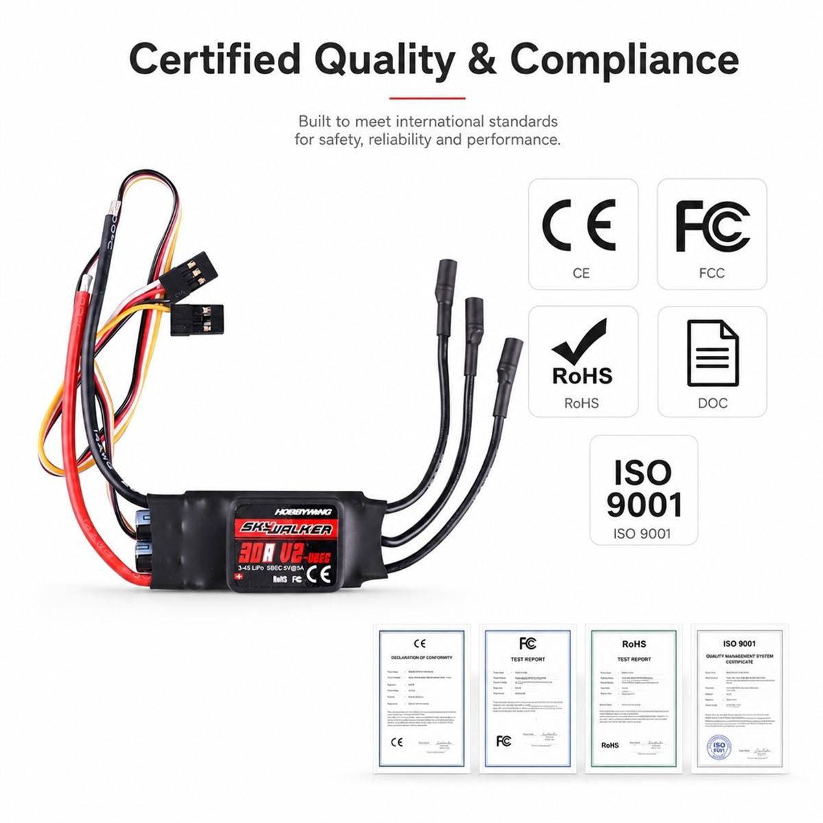 Hobbywing Skywalker 30A V2 Brushless Speed Controller ESC With UBEC 2 to 4S Lipo for RC Aircraft FPV Drone — wholesale and OEM supply
