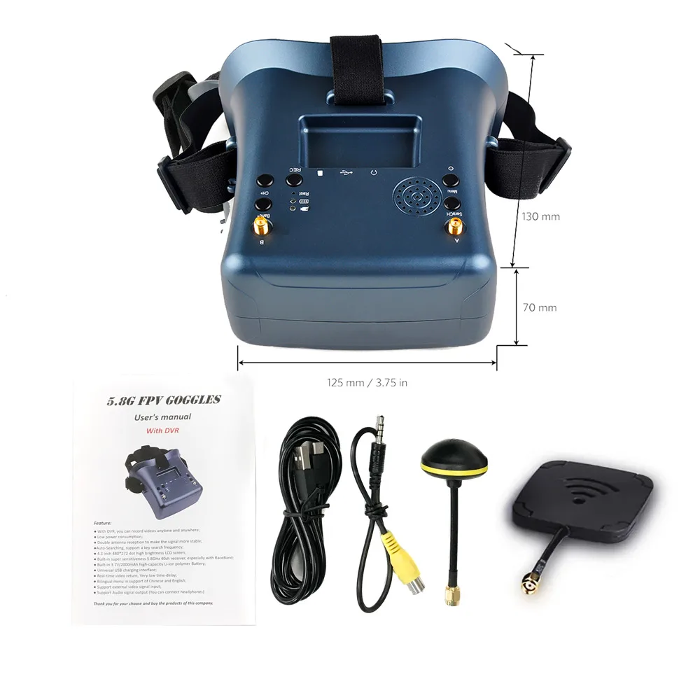 008D 5.8G 40CH Diversity FPV Goggles w/ DVR (4.3" Screen) — wholesale and OEM supply